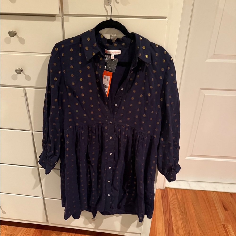 Jude Connally Briar DressNavy Dress with Gold Dots